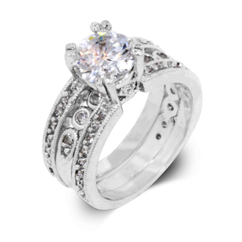 Round Cut Solitaire Ring With Removable Inner Band